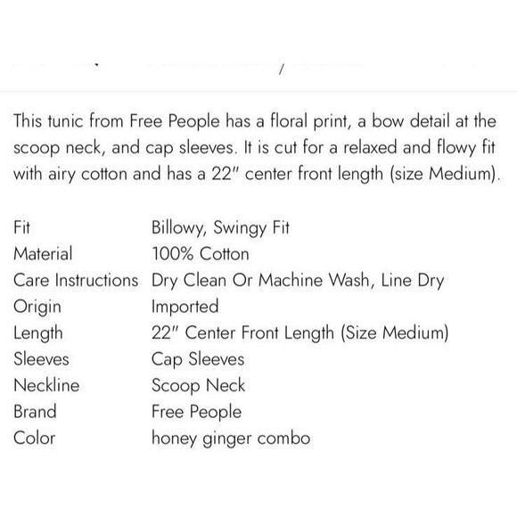 Free People Frankie Floral Peasant Tie Neckline Tunic Top XS New Boho Cotton - Picture 13 of 15